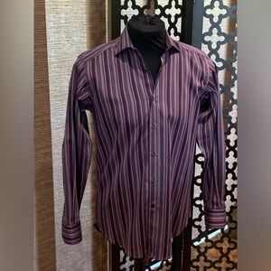 Etro Purple and Brown Striped Shirt sz 39 EUR Medium